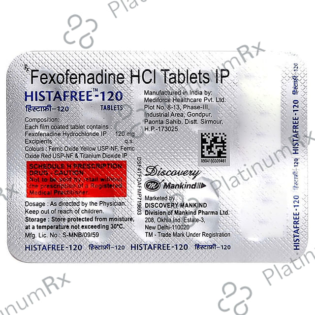 Histafree 120mg Tablet 10s