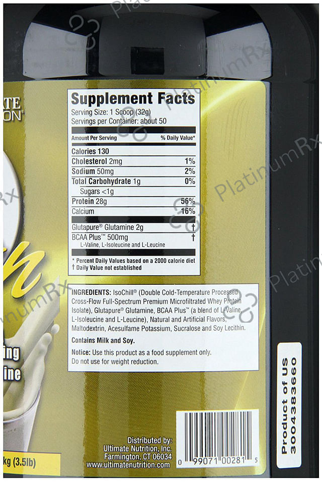 Ultimate Nutrition ISO Sensation 93 Whey Isolate Protein - Flavour Vanilla Bean Powder 2 lb
