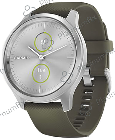 Garmin Vivomove Style with Silicone Band Hybrid Smartwatch Silver-Moss Green