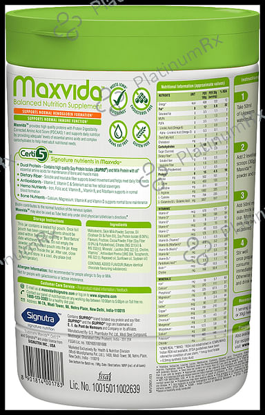 Maxvida Supplement Flavour Chocolate Powder 400gm