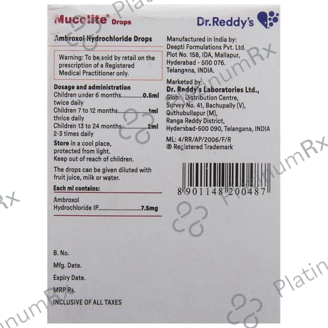 Mucolite 7.5mg Drops 15ml