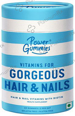 Power Gummies- Hair & Nail Vitamin with Biotin - Gelatin & Gluten Free 60 Gummy