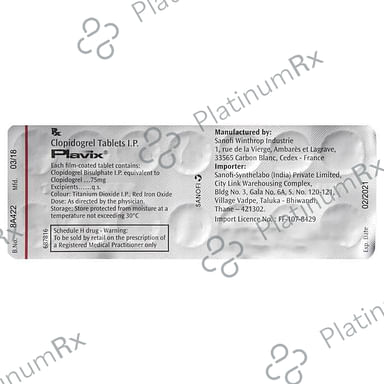Plavix 75mg Tablet 14s