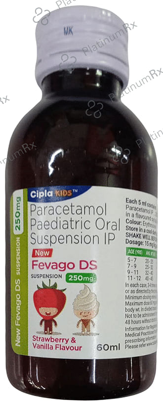 Fevago DS Strawberry & Vanilla 250mg Suspension 60ml