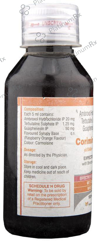 Coriminic XT 20/50/1.25mg Expectorant 100ml