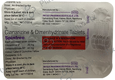Spinfree 20/40mg Tablet 15s