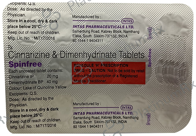 Spinfree 20/40mg Tablet 15s