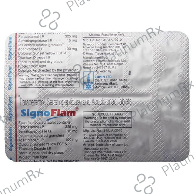Signoflam 100/325/15mg Tablet 10s