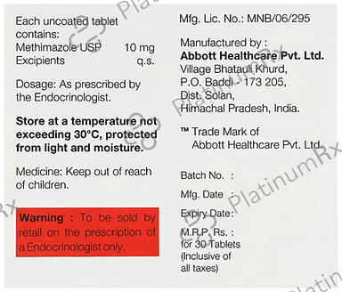 Methimercazole 10mg Tablet 30s