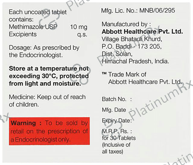 Methimercazole 10mg Tablet 30s