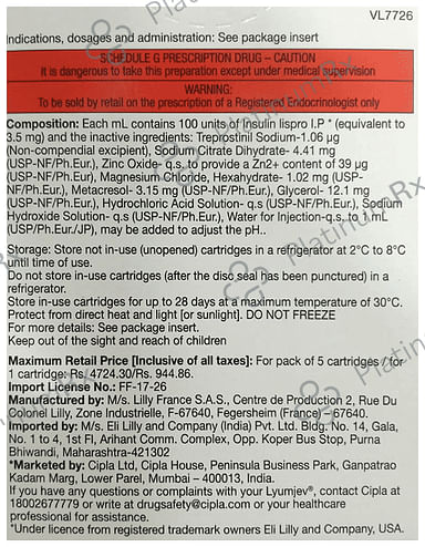 Lyumjev (100 IU/ml) (5*3ml Cartridge / Injection)