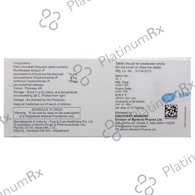 Monticope A 75/5/10mg Tablet SR 10s