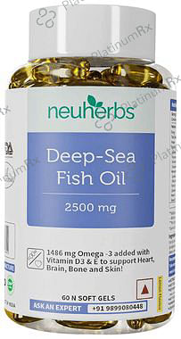 Neuherbs Deep-Sea Fish Oil with Omega 3 & Vitamin D3 - Soft Gels for Heart, Brain, Bone & Skin