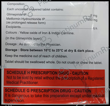 Glimisave M2 Forte 2/1000mg Tablet PR 15s