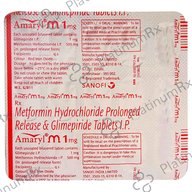 Amaryl M 1 1/500mg Tablet PR 20s