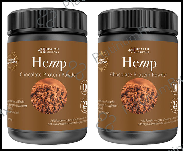 Health Horizons Hemp Protein Powder (500gm Each) for Lean Muscles Chocolate 2 jar