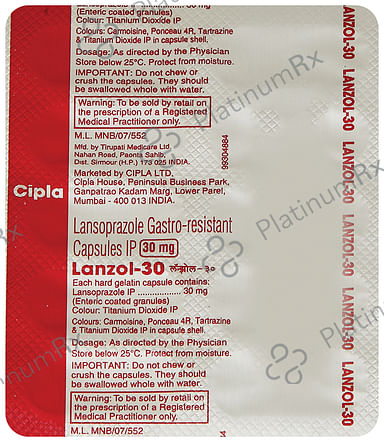 Lanzol 30mg Capsule 10s