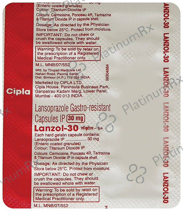 Lanzol 30mg Capsule 10s
