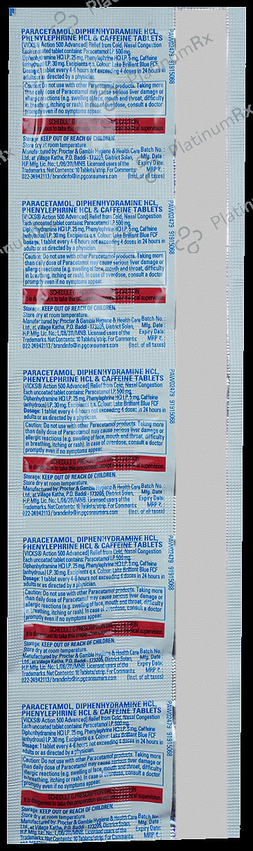 Vicks Action 500 Advanced Tablet 10s
