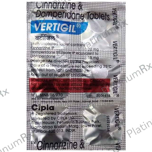 Vertigil 15/20mg Tablet 6s