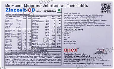 Zincovit CD Nutraceutical Tablet 10s