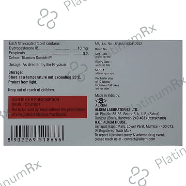 Dydrosure 10mg Tablet 10s