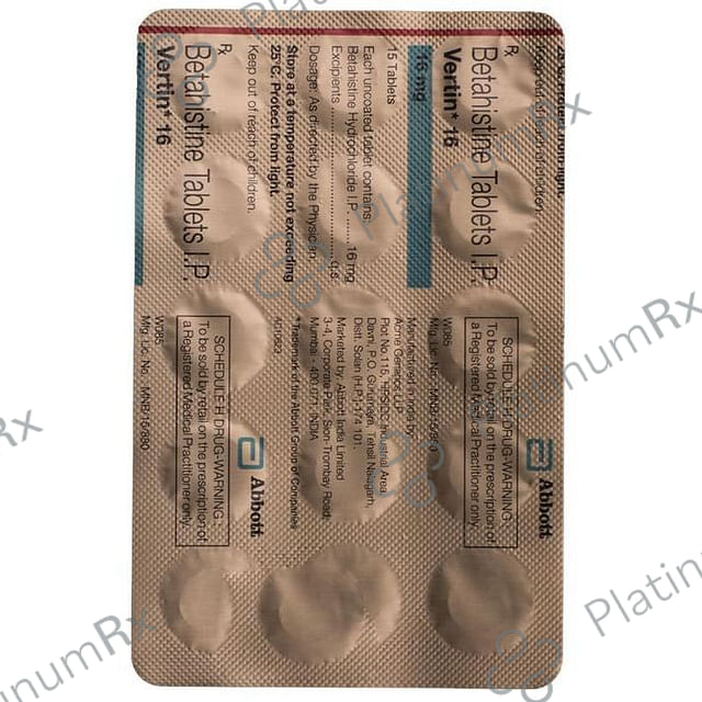 Vertin 16mg Tablet 15s