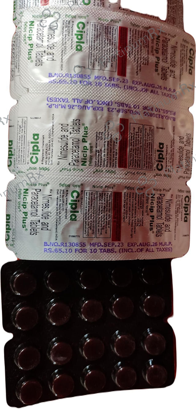 Nicip Plus 100/325mg Tablet 10s