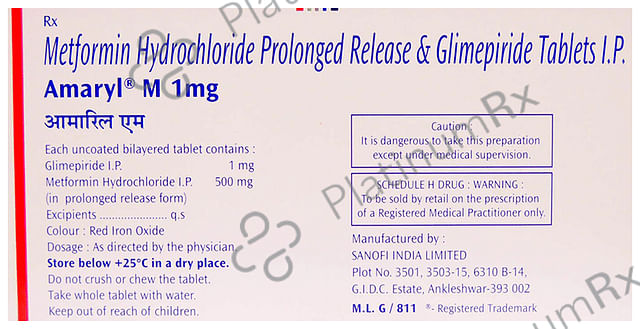 Amaryl M 1 1/500mg Tablet PR 20s