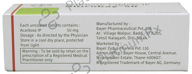 Glucobay 50mg Tablet 10s