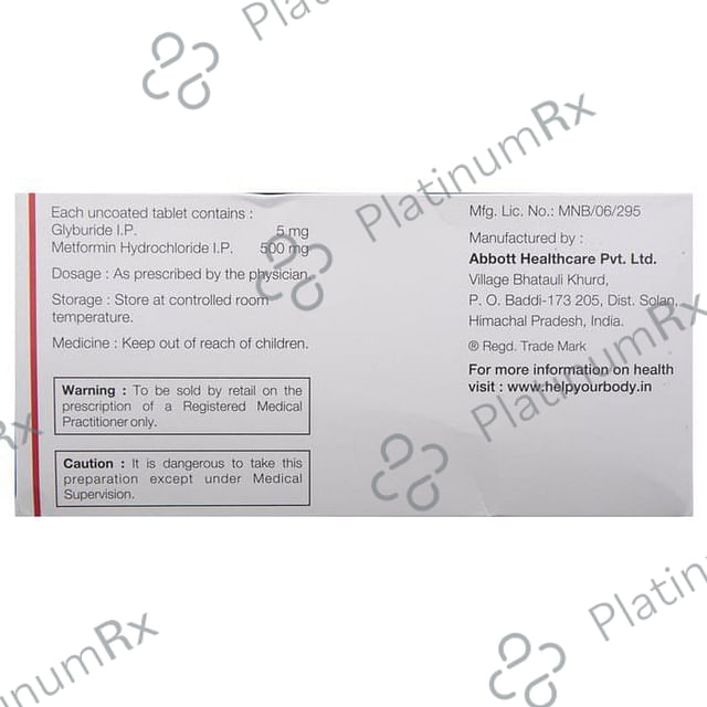 Diabetrol 5/500mg Tablet 10s