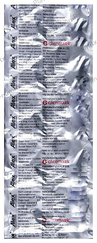 Alex Cough Lozenges Lemon Ginger 5mg 10s